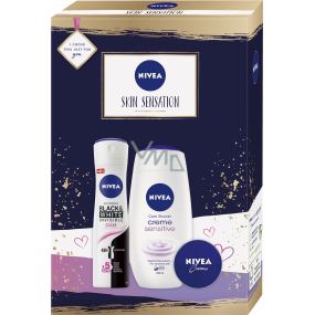 Nivea Skin Sensation antiperspirant deodorant sprej 150 ml + sprchový gel 250 ml + krém 30 ml, kosmetická sada pro ženy