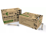 CS County Sales Bamboo Eco hygienické bambusové tyčinky s hlavičkou ze 100% čisté bavlny, hranatá krabička 300 kusů