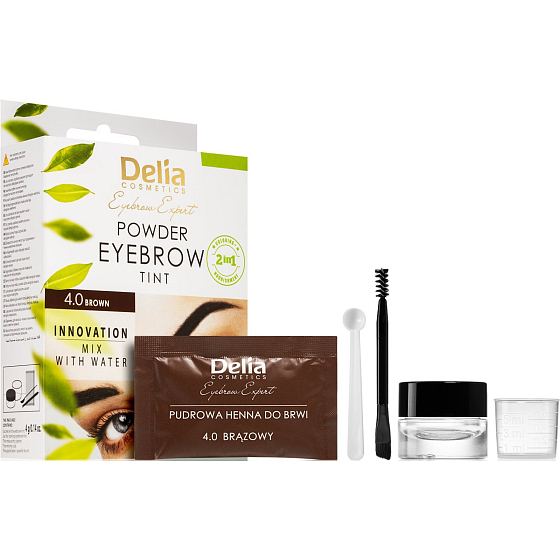 Delia Cosmetics Eyebrow Expert Henna pudrová barva na obočí 4.0 hnědá 4 g