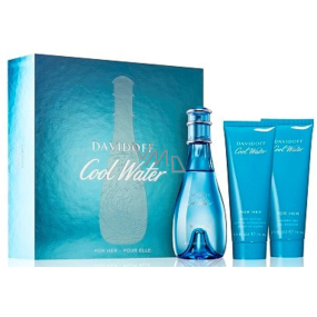 Davidoff Cool Water Woman toaletní voda 100 ml + sprchový gel 75 ml + tělové mléko 75 ml, dárková sada pro ženy