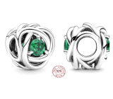 Charm Sterlingové stříbro 925 Nekonečný kruh věčnosti květen královsky zelený, korálek na náramek