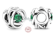 Charm Sterlingové stříbro 925 Nekonečný kruh věčnosti květen královsky zelený, korálek na náramek