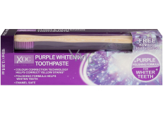 Xoc Purple Whitening bělicí zubní pasta 100 ml + bambusový kartáček na zuby 1 kus