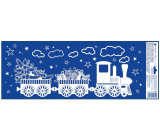 Okenní fólie vánoční Vláček se sněhovým efektem Stromeček a dárky 60 x 22,5 cm