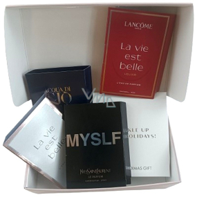 Exclusive box Lancome La Vie Est Belle Elixir edp pro ženy 1,2 ml + Lancome La Vie Est Belle edp pro ženy 1,2 ml + Giorgio Armani Acqua di Gio Profondo edp pro muže 1,2 ml + Yves Saint Laurent MYSLF parfém pro muže 1,2 ml + keramická ozdoba baňka, dárková sada