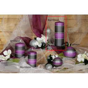 Lima Elegance Gray svíčka fialová válec 60 x 150 mm 1 kus