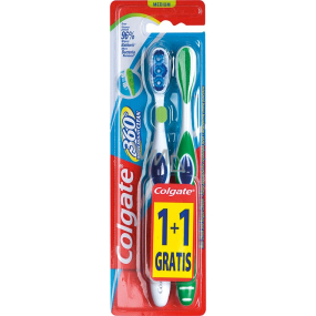 Colgate 360° Whole Mouth Clean Medium střední zubní kartáček 1 + 1 kus