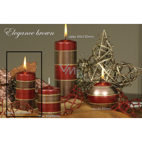 Lima Elegance Brown svíčka červená válec 50 x 100 mm 1 kus