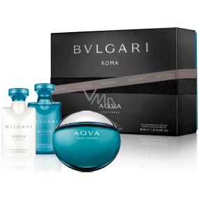 Bvlgari Aqva pour Homme toaletní voda pro muže 50 ml + balzám po holení 40 ml + sprchový gel na tělo a vlasy 40 ml, dárková sada