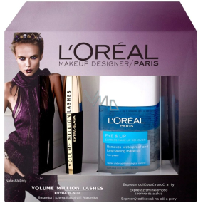 Loreal Paris Volume Million Lashes řasenka Extra Black 9 ml + Eye and Lip Make-up Remover Biphase odličovač 125 ml, kosmetická sada