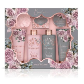 Baylis & Harding Sametová růže a Kašmír sprchový krém 300 ml + koupelové mléko 300 ml + mycí gel 130 ml + mléko na ruce a tělo 130 ml + toaletní mýdlo 100 g + sůl do koupele 100 g + žínka, kosmetická sada