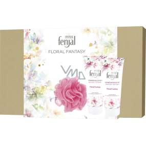 Fenjal Floral Fantasy sprchový gel pro ženy 200 ml + tělové mléko 200 ml + mycí houba, kosmetická sada