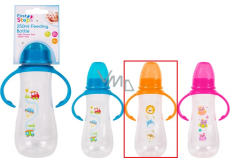 First Steps Feeding Bottle 0+ kojenecká lahev čirá s úchopy Zoo oranžová 250 ml