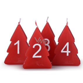 Emocio Advent Stromek svíčka červená 52 x 80 mm 4 kusy