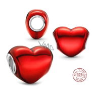 Charm Sterlingové stříbro 925 Metalické červené srdce, korálek na náramek láska