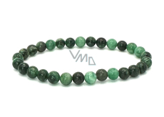 Fuchsite náramek elastický přírodní kámen, kulička 6 mm / 16 -17 cm, důvěra v sebe, odraz, odvaha