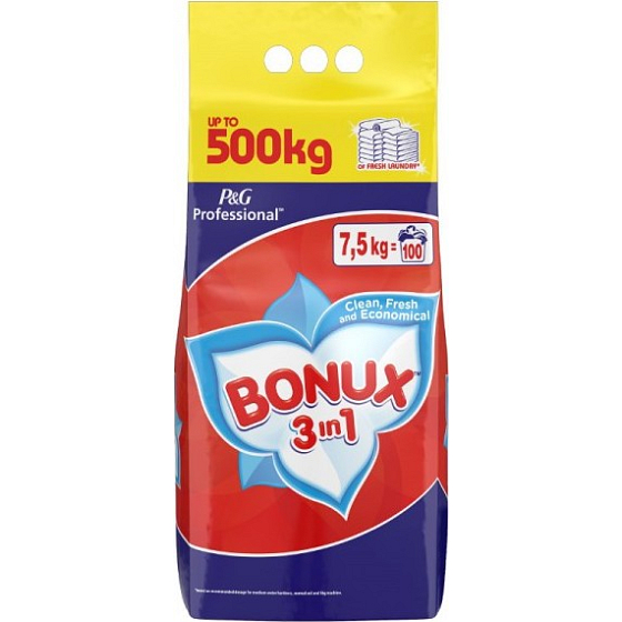 Bonux Regular 3v1 prací prášek na bílé prádlo 100 dávek 7,5 kg