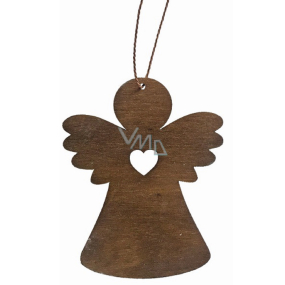 Anděl dřevěný tmavě hnědý na zavěšení 8 cm