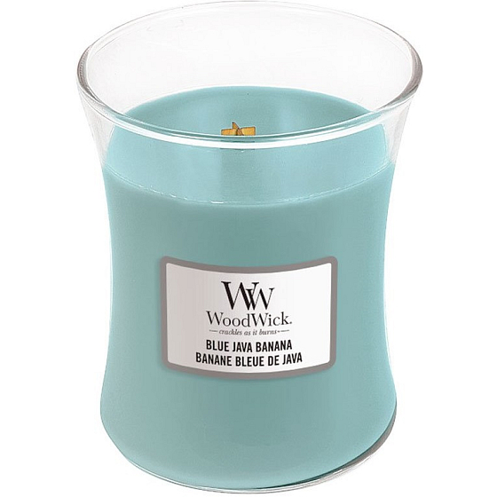 WoodWick Blue Java Banana - Havajský banán vonná svíčka s dřevěným knotem a víčkem sklo střední 275 g