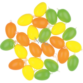 Vajíčka plastová na zavěšení oranžovo-žluto-zelená 6 cm 24 kusů v sáčku