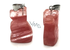 Křišťál růžový Pes přívěsek přírodní kámen, ručně broušená figurka 1,8 x 2,5 x 8 mm, kámen kamenů