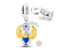 Charm Sterlingové stříbro 925 Egyptský Scarab, přívěsek na náramek cestování