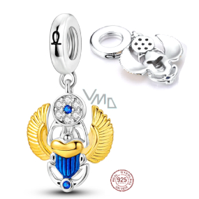 Charm Sterlingové stříbro 925 Egyptský Scarab, přívěsek na náramek cestování