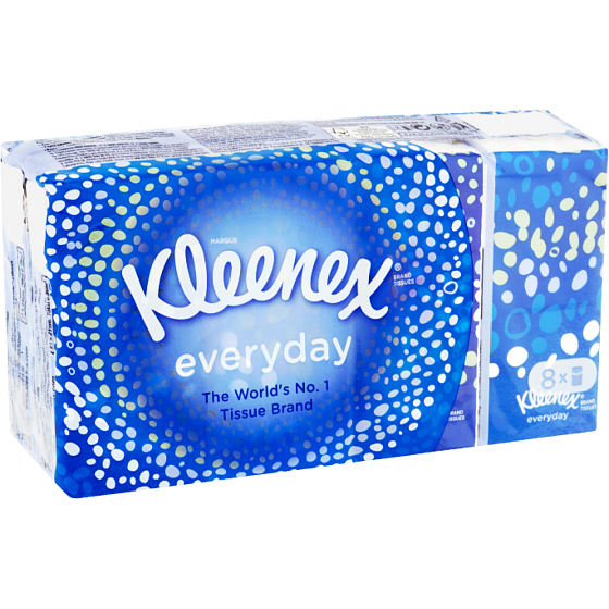 Kleenex 2vrstvé papírové kapesníky Everyday, 8× 9 ks