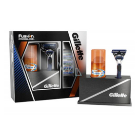 Gillette Fusion ProGlide Manual strojek + náhradní hlavice 3 kusy + Hydratační gel 75 ml a stojánek na strojek a gel, kosmetická sada pro muže