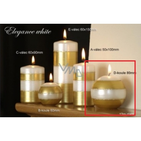 Lima Elegance White svíčka zlatá koule 80 mm 1 kus