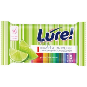 Lure Wet Wipes Antibakteriální univerzální vlhčené ubrousky15 kusů