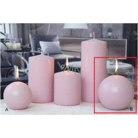Lima Ice pastel svíčka růžová koule 100 mm 1 kus
