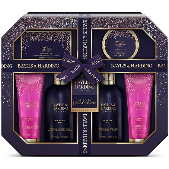 Baylis & Harding Moruše mycí gel 300 ml + koupelové mléko 300 ml + toaletní mýdlo 150 g + sprchový krém 130 ml + mléko na ruce a tělo 130 ml + sůl do koupele 100 g, kosmetická sada pro ženy