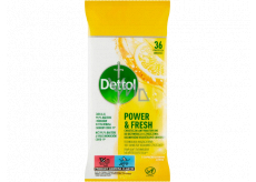 Dettol Power & Fresh Citron Antibakteriální ubrousky na povrchy 36 kusů