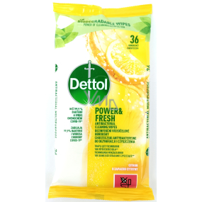 Dettol Power & Fresh Citron Antibakteriální ubrousky na povrchy 36 kusů