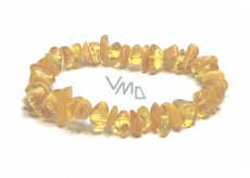 Jantar Baltský medový / zlatý náramek elastický sekaný přírodní, 16 - 17 cm, ztuhlé sluneční světlo