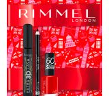 Rimmel London Extra 3D Lash řasenka 003 Extreme Black 8 ml + Soft Kohl Kajal tužka na oči 061 1,5 g + 60 Seconds Super Shine Nail Polish lak na nehty 315 Queen Of Tarts 8 ml, kosmetická sada pro ženy