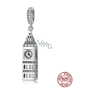 Charm Sterlingové stříbro 925 Londýn Big Ben, přívěsek na náramek cestování