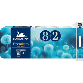 Harmony Premium Pure White toaletní papír neparfemovaný bílý 17,5 m 3vrstvý 10 kusů