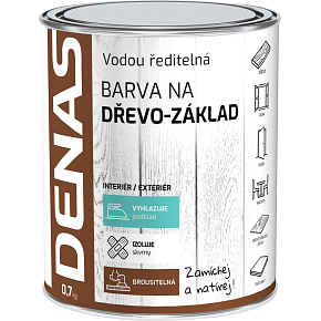 DENAS NA DŘEVO–ZÁKLAD základní barva na dřevo, bílá, 0,7 kg