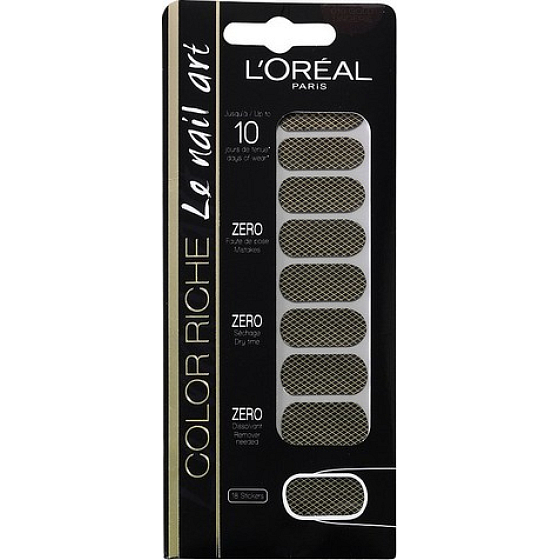 Loreal Paris Color Riche Le Nail Art samolepky na nehty 010 Gold Lingerie 18 kusů