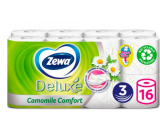 Zewa Deluxe Aqua Tube Camomile Comfort parfémovaný toaletní papír 3 vrstvý 150 útržků 16 kusů, rolička, kterou můžete spláchnout