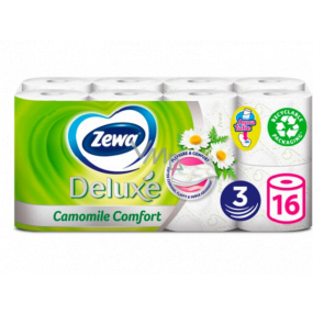 Zewa Deluxe Aqua Tube Camomile Comfort parfémovaný toaletní papír 3 vrstvý 150 útržků 16 kusů, rolička, kterou můžete spláchnout