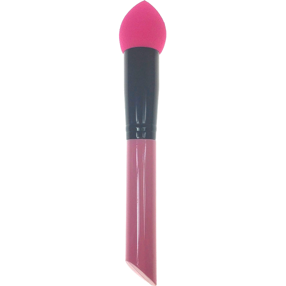 Kosmetický štětec s pěnovou houbičkou růžovo-černá rukojeť 16 cm