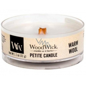 WoodWick Warm Wool - Hřejivá vlna vonná svíčka s dřevěným knotem petite 31 g