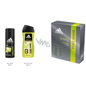 Adidas Pure Game deodorant sprej pro muže 150 ml + 3v1 sprchový gel na tělo, tvář a vlasy 250 ml, kosmetická sada