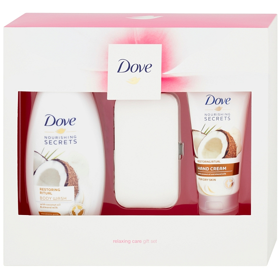 Dove Nourishing Secrets Revitalising Ritual Goji Berries & Camelia sprchový gel pro ženy 250 ml + krém na ruce 75 ml + manikúra, kosmetická sada