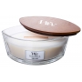 WoodWick White Teak - Bílý teak vonná svíčka s dřevěným širokým knotem a víčkem loď 453 g
