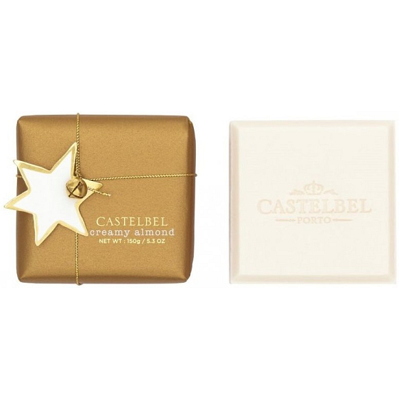 Castelbel Creamy Almond - Mandle vánoční toaletní mýdlo s rolničkou 150 g