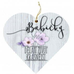 Bohemia Gifts Dřevěné dekorační srdce s potiskem Babička 12 cm